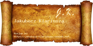 Jakubecz Klarissza névjegykártya